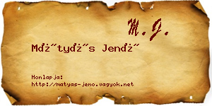 Mátyás Jenő névjegykártya